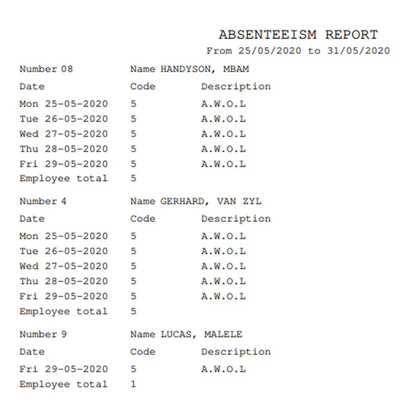 Time and attendance software